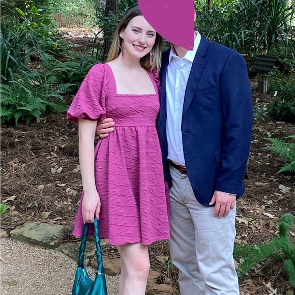 Free People Fuchsia Puff-sleeve Mini Dress XS | “Plum Lily” - Picture 5 of 10